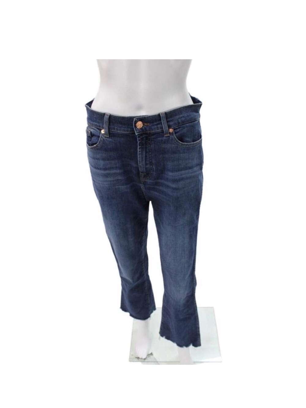 NWT 7 For All Mankind Dark Blue Cropped Flare Jeans